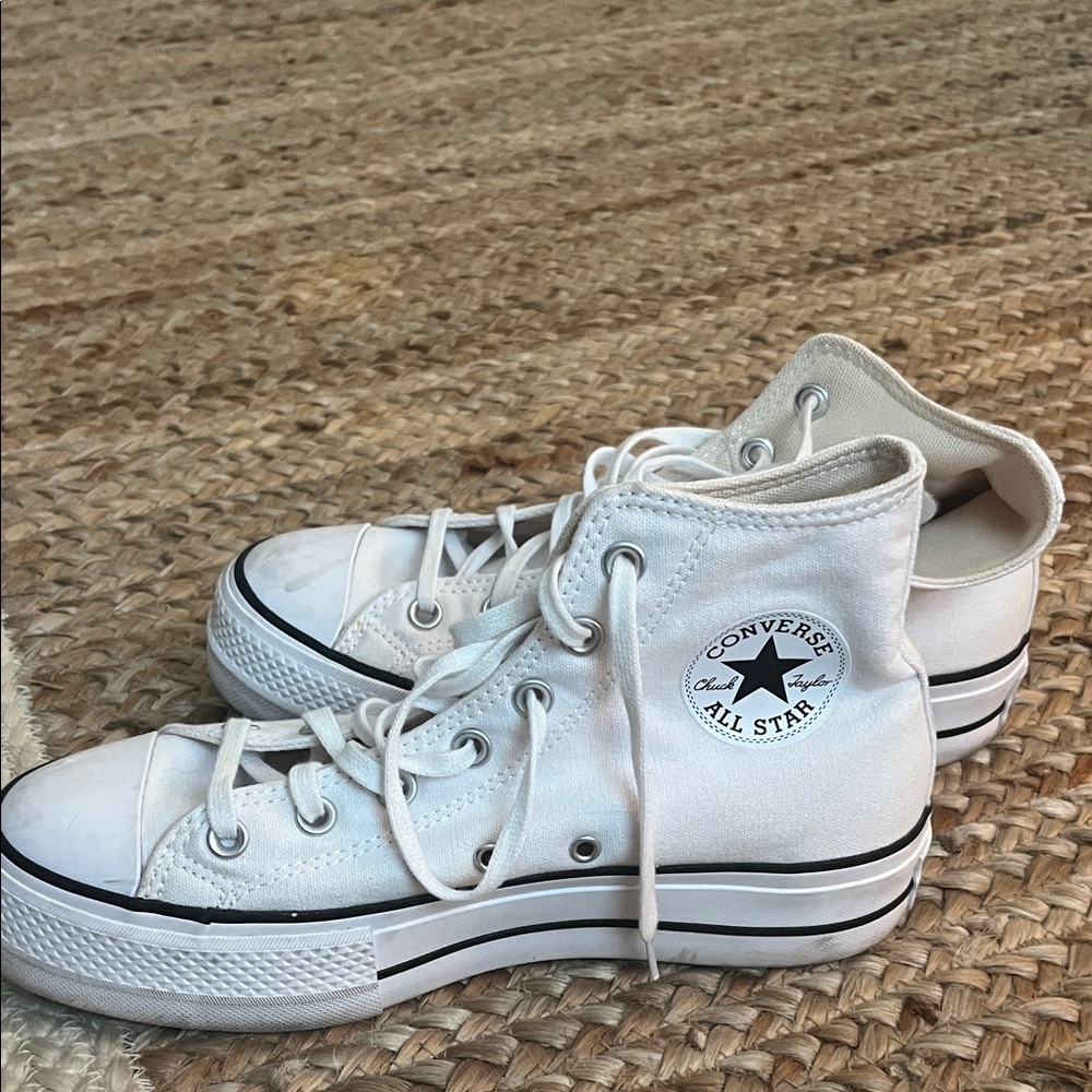 Converse White High-Top Sneakers with Logo
